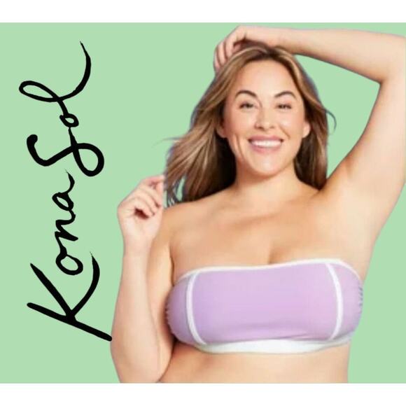 Kona Sol Plus Size Purple Terry Bandeau Bikini Top 14W NWOT - Picture 7 of 7